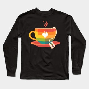 Proud LGBTQ gay pride tea drinker Rainbow Colored Tea Cup LGBTea Long Sleeve T-Shirt